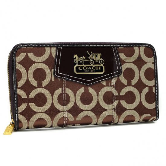 Coach In Signature Large Coffee Wallets AXM - Click Image to Close